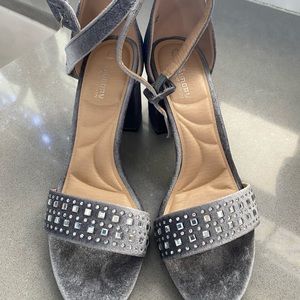 Gray crushed velvet block heel (New in Box)